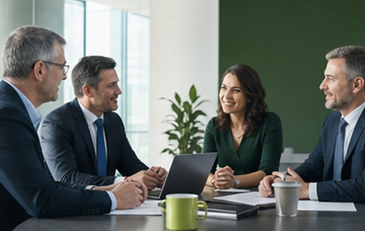 Professional advisory team in a modern meeting room