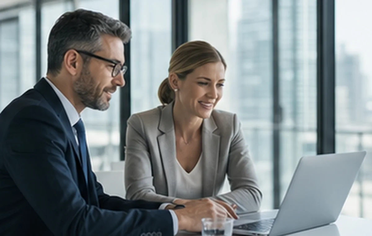 Financial services adviser meeting with a client